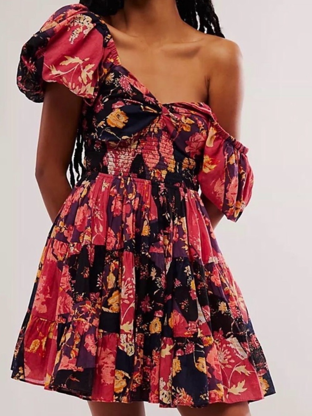 Free people sun-drenched puff sleeve mini dress size small
